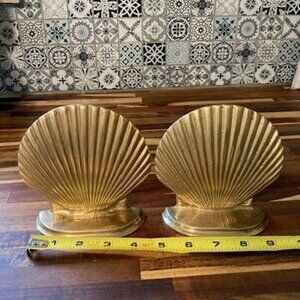 Vintage Brass Clam Shell Bookends